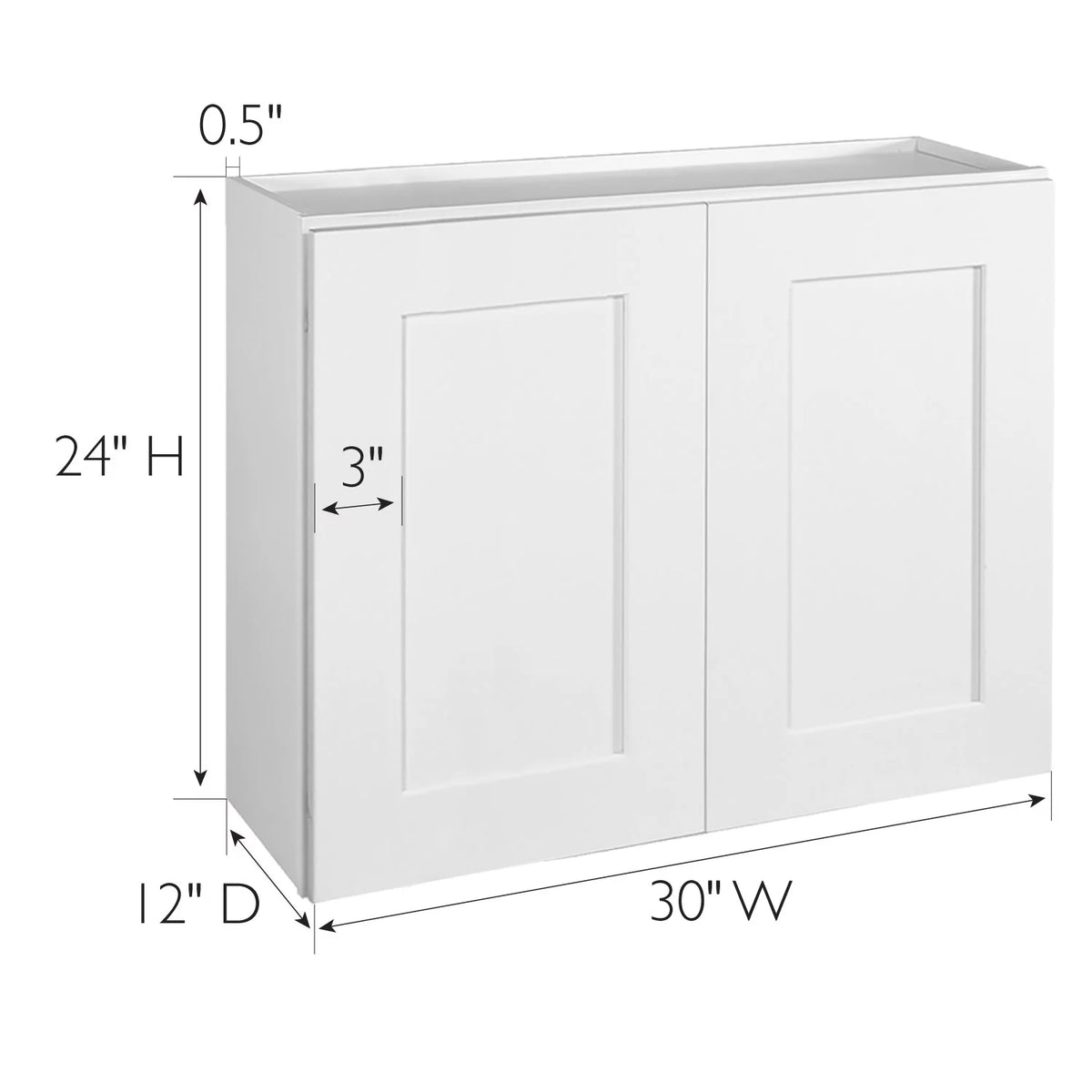 White Shaker Tall Wall Kitchen Cabinet 30x24x12 X824014