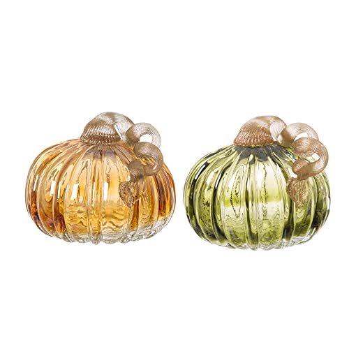 Set of 3 Multi Striped Glass Pumpkins C878224
