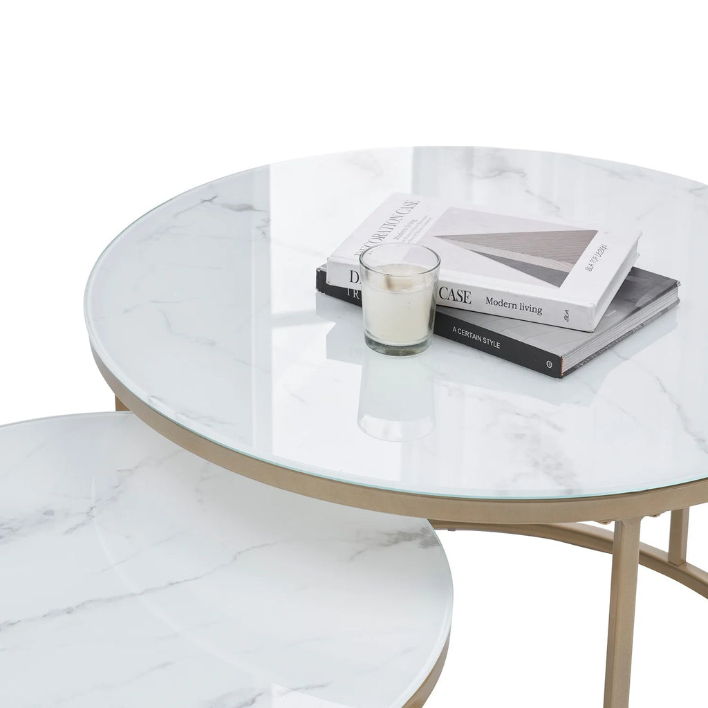 Coffee Table with Gold and Marble Patterns Y239