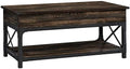 Wood and Metal Lift-Top Coffee Table in Carbon Oak/Black Q5698