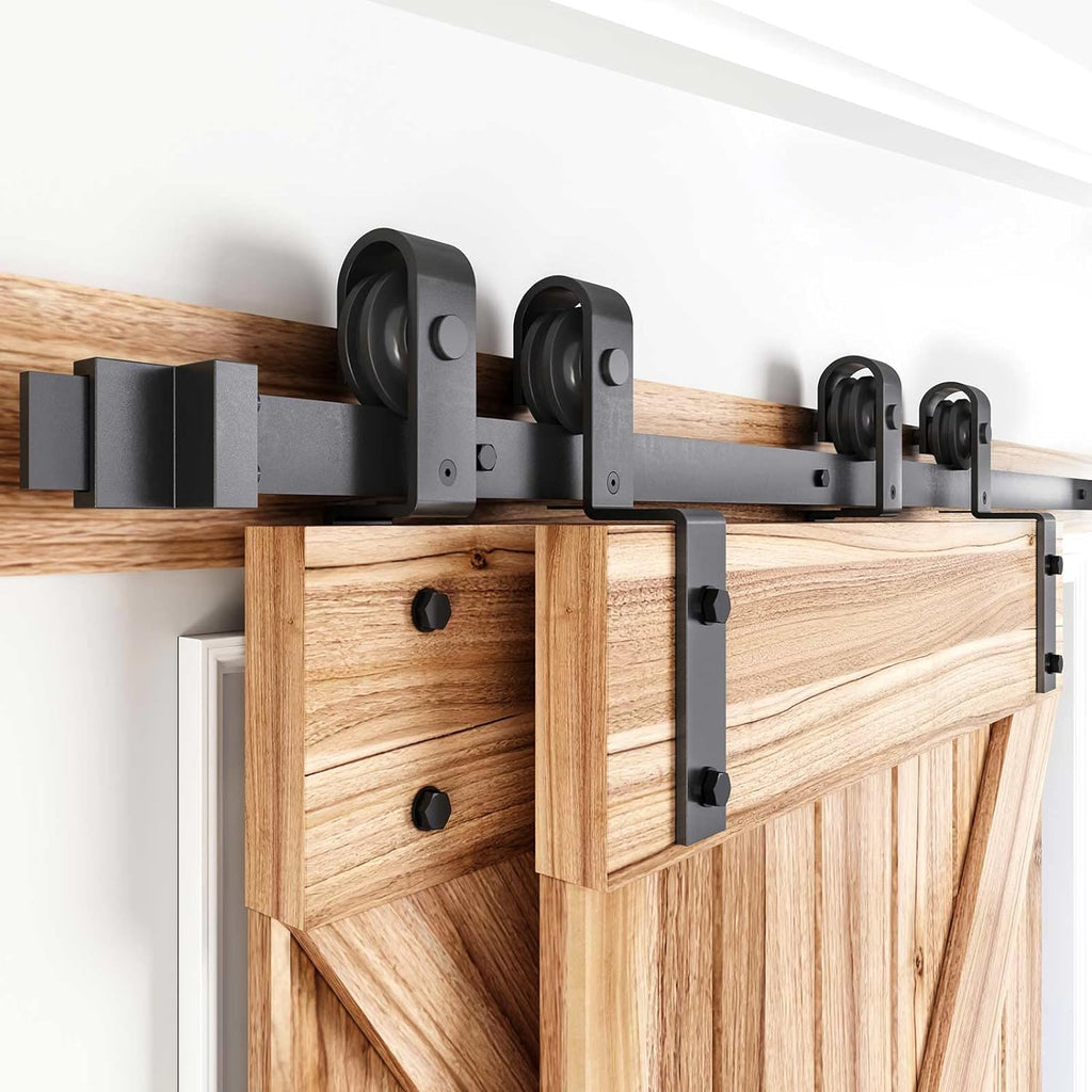8 FT Bypass Double Sliding Barn Door Hardware Kit F766