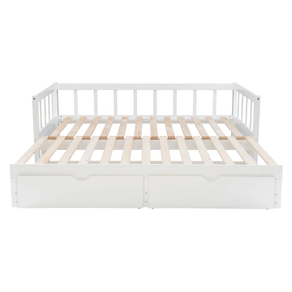 White Wood Storage Trundle Daybed U223