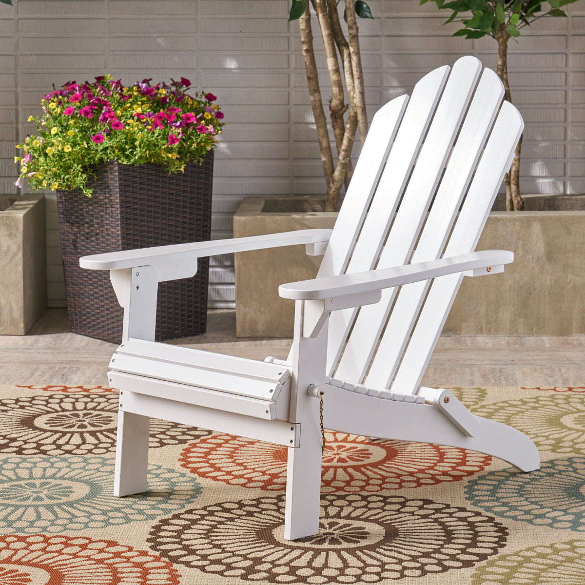 White Finish Acacia Wood Adirondack Chair P6722