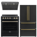 30 Electric Range, Range Hood and Refrigerator in Black T90122