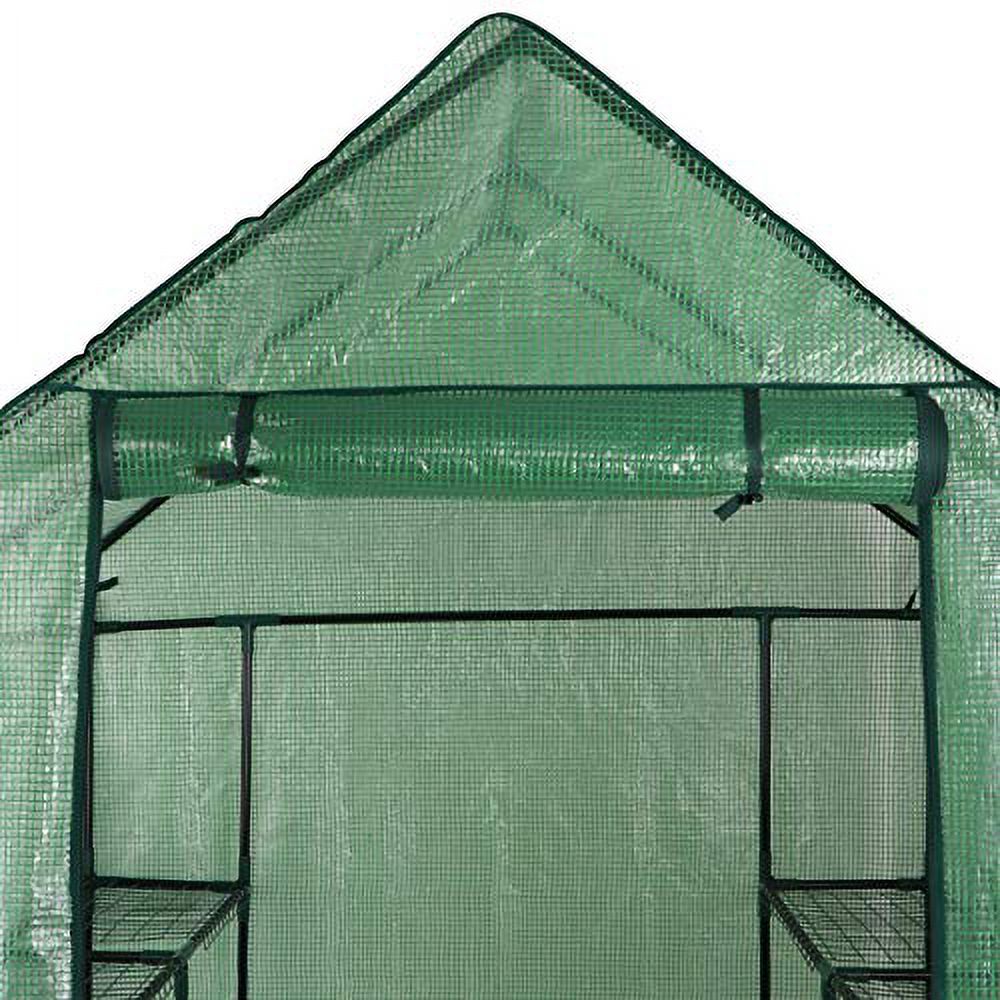 Walk-in Greenhouse with PE Cover and Zipper Door (8 Shelves) D775158