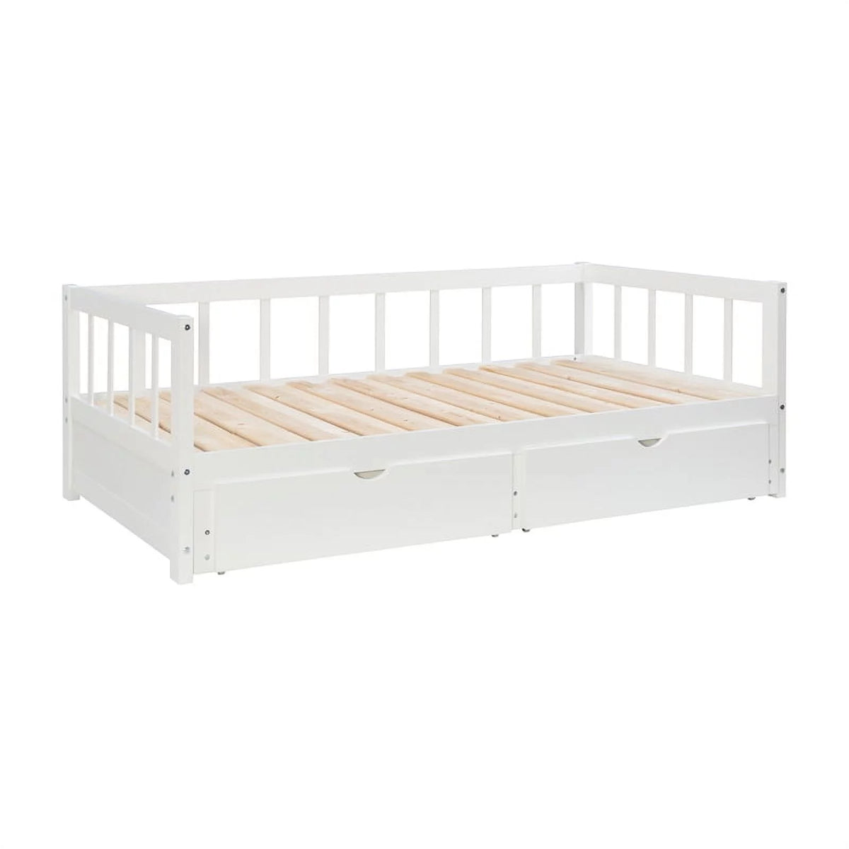 White Wood Storage Trundle Daybed U223