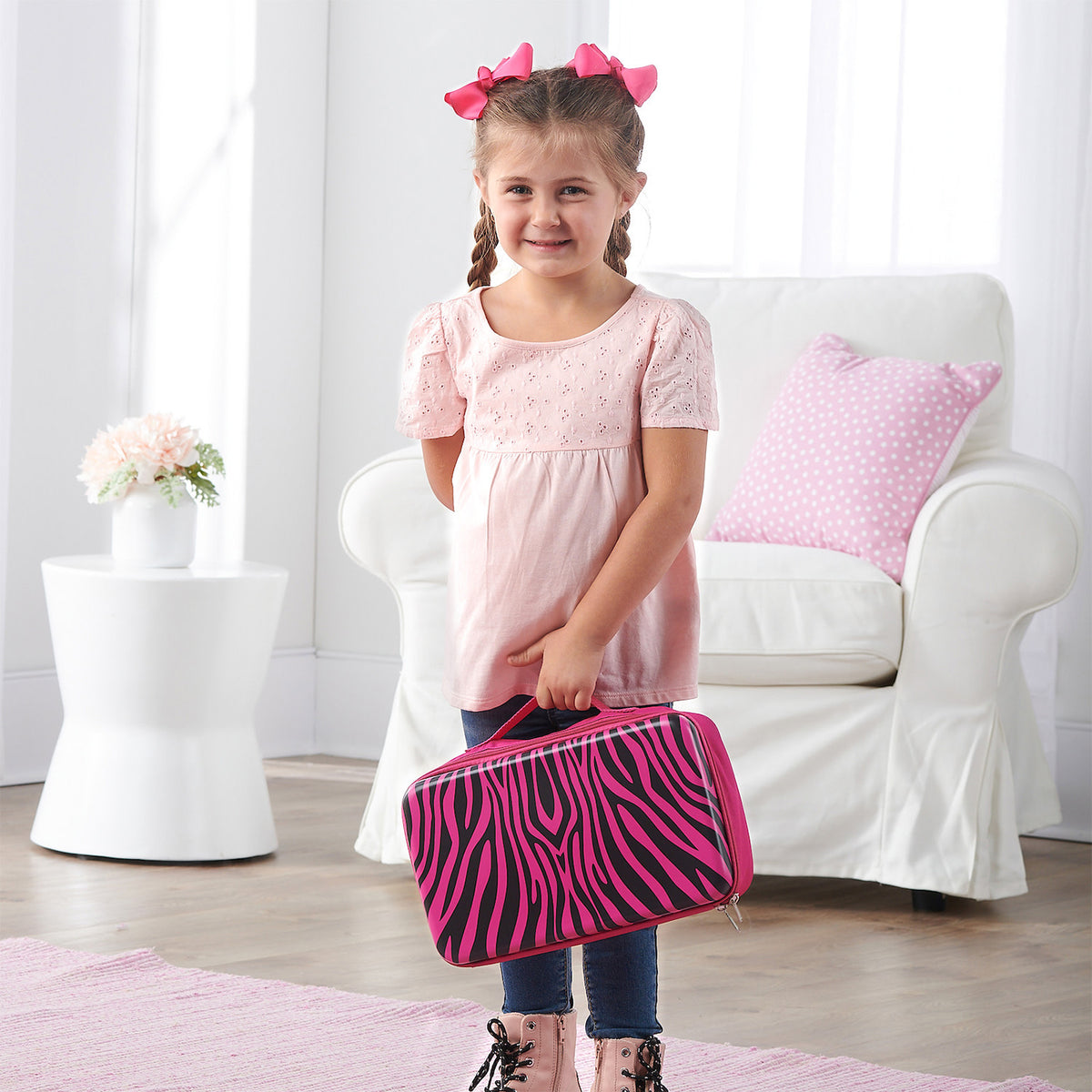 Animal Print Pink Doll Storage and Travel Case L902518
